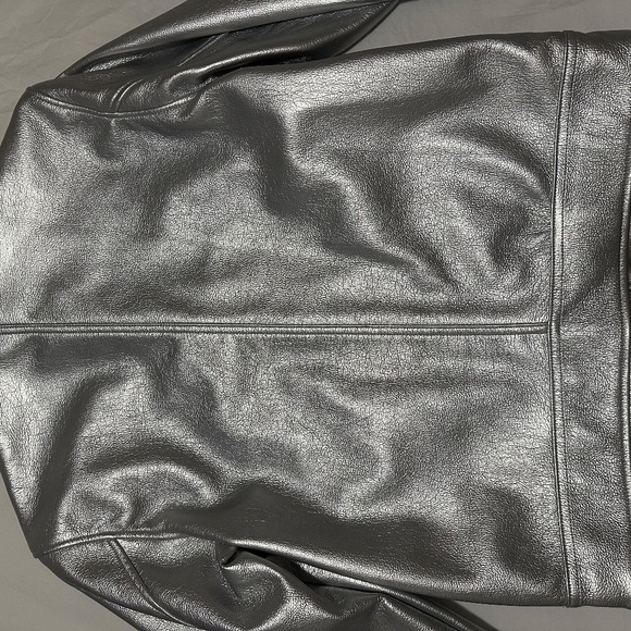 Zara Silver Leather Jacket S-M - Picture 3 of 3